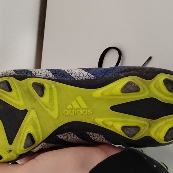 Adidas Black and Blue Cleats with White Stripes - Picture 8 of 8